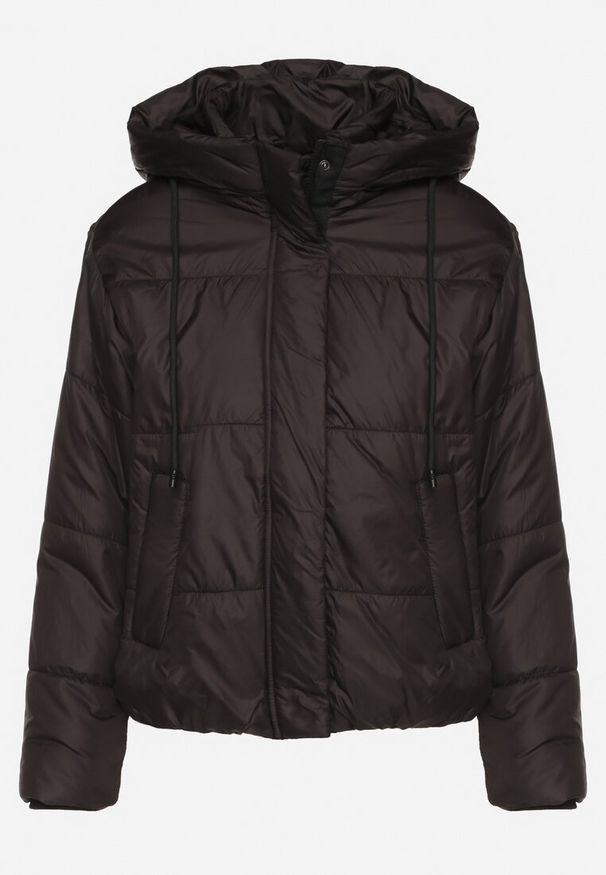 Born2be - Czarna Pikowana Kurtka z Kapturem i Lekkim Ociepleniem Ninirila. Okazja: na co dzień. Typ kołnierza: kaptur. Kolor: czarny. Materiał: jeans. Styl: elegancki, casual