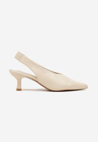 Renee - Beżowe Sandały Vices na Kaczuszce Typu Slingback Liluriela. Okazja: na co dzień. Kolor: beżowy. Wzór: kwiaty. Sezon: lato. Obcas: na szpilce. Styl: elegancki, casual. Wysokość obcasa: średni #6