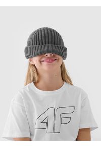 4f - 4F T-shirt oversize z nadrukiem dziewczęcy - biały 146 (10-11 lat). Okazja: na co dzień. Kolor: biały. Materiał: dzianina, bawełna, jersey. Wzór: nadruk. Sezon: lato. Styl: klasyczny, sportowy, casual