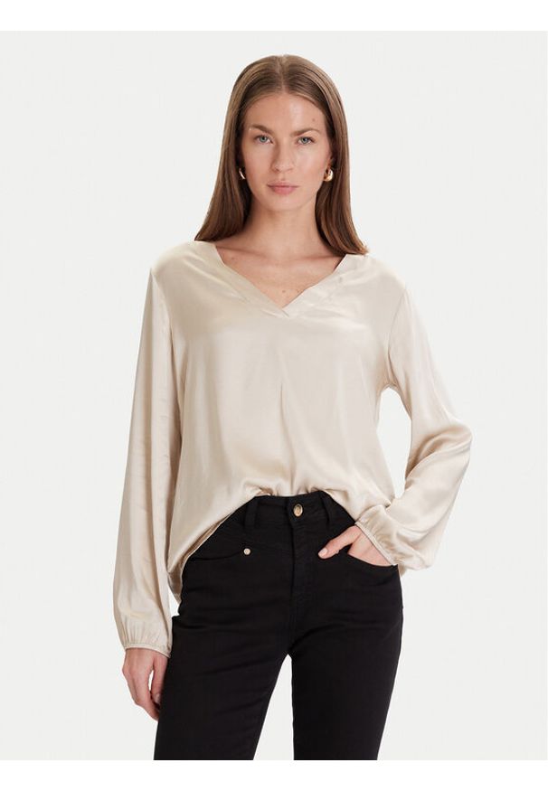 Maryley Bluzka 25IB824/18LA Beżowy Regular Fit. Kolor: beżowy. Materiał: wiskoza