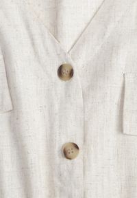 Renee - Beżowa Koszulowa Sukienka Midi z Bawełny z Gumką w Talii i Plecionym Paskiem Emera. Kolor: beżowy. Materiał: bawełna. Typ sukienki: koszulowe. Długość: midi #5