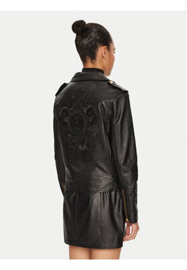 Just Cavalli Kurtka skórzana 77PAVP08 Czarny Loose Fit. Kolor: czarny. Materiał: skóra