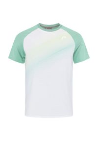 Koszulka tenisowa chłopięca z krótkim rękawem Head Topspin. Kolor: biały, zielony, wielokolorowy. Długość rękawa: krótki rękaw. Długość: krótkie. Sport: tenis