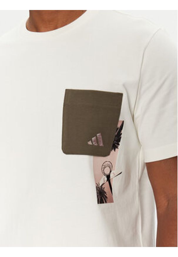 Adidas - adidas T-Shirt Lens Elevated Pocket Graphic JJ3928 Biały Loose Fit. Kolor: biały. Materiał: bawełna