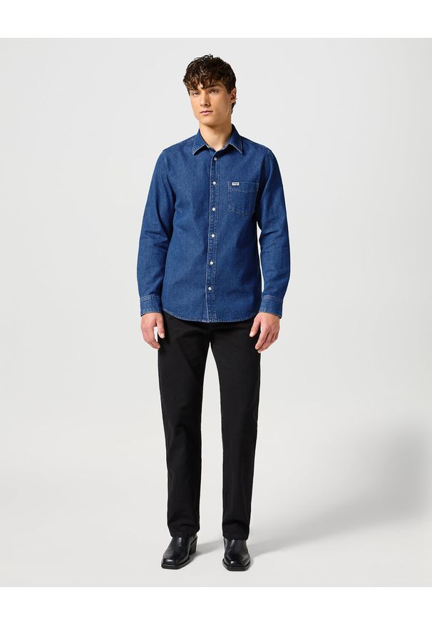 Wrangler - WRANGLER MĘSKA KOSZULA 1 PKT SHIRT DARK STONE 112357190 W5X2015411