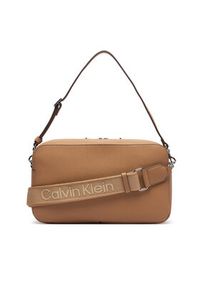 Calvin Klein Torebka Webbing 2X Strap Lg Camera Bag LV04F3642G Beżowy. Kolor: beżowy. Materiał: skórzane #5