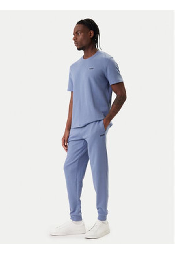 BOSS Spodnie dresowe Waffle 50535878 Błękitny Regular Fit. Kolor: niebieski. Materiał: syntetyk