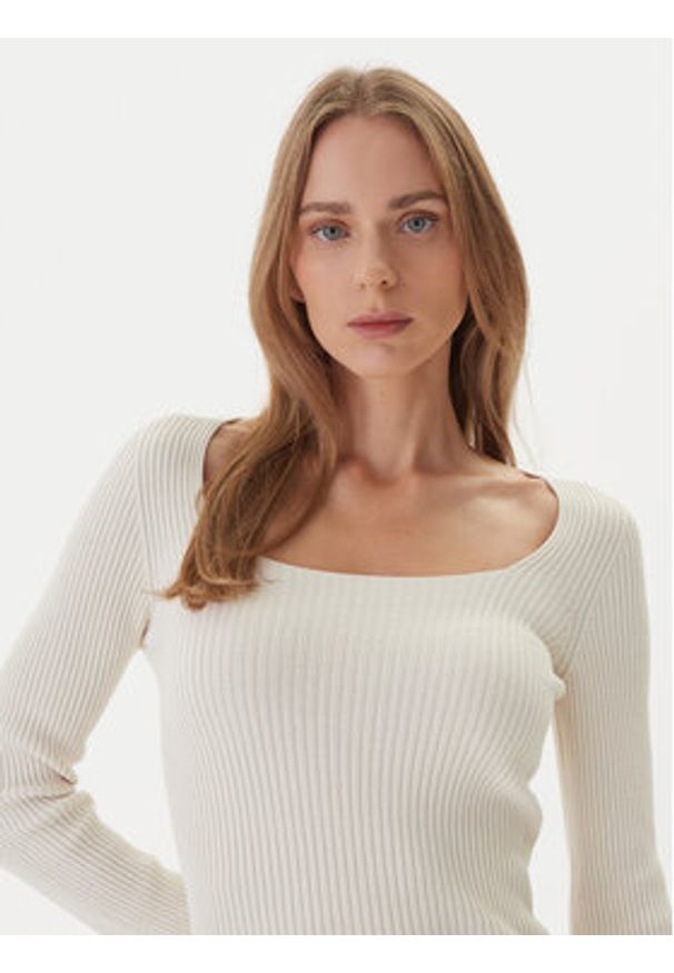 Kontatto Sweter 3M0830C Écru Slim Fit. Materiał: syntetyk