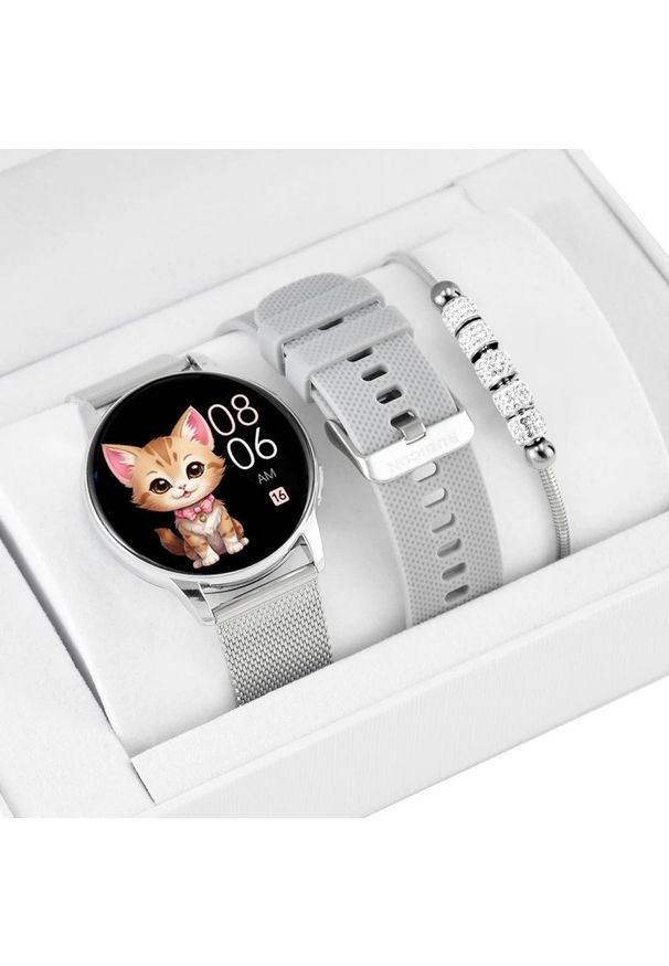 Zestaw KOMUNIA zegarek SMARTWATCH Rubicon RNCF30 silver + bransoletka. Rodzaj zegarka: smartwatch