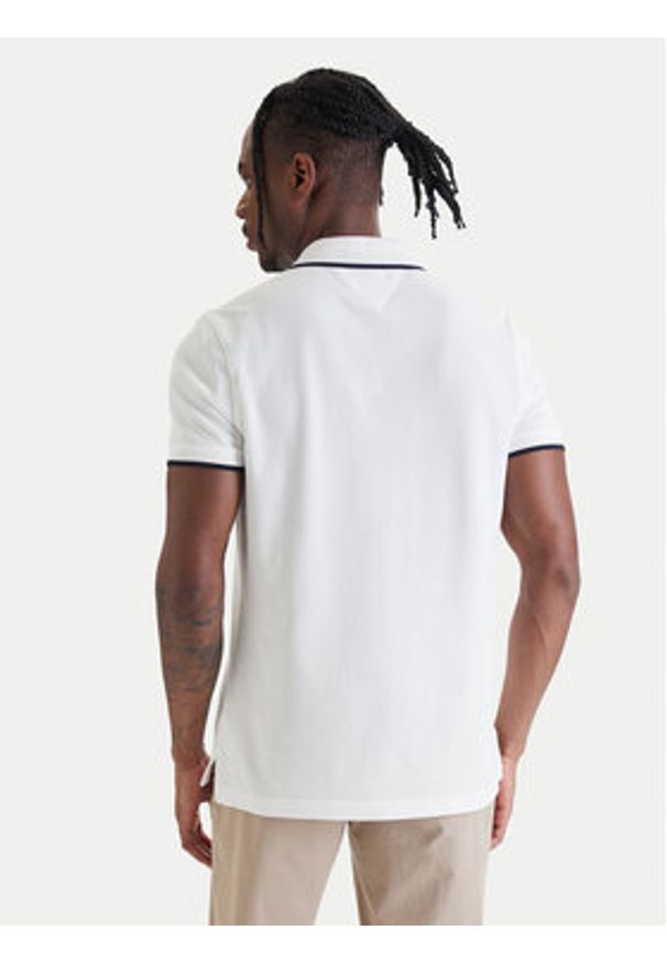 TOMMY HILFIGER - Tommy Hilfiger Polo Pique MW0MW42748 Biały Regular Fit. Typ kołnierza: polo. Kolor: biały. Materiał: bawełna