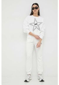Pinko bluza damska kolor beżowy z nadrukiem. Kolor: beżowy. Wzór: nadruk #3