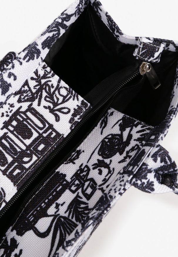Born2be - Czarna Torebka Shopper Ozdobiona Napisem Aliravi. Kolor: czarny. Wzór: aplikacja, napisy. Styl: elegancki, casual