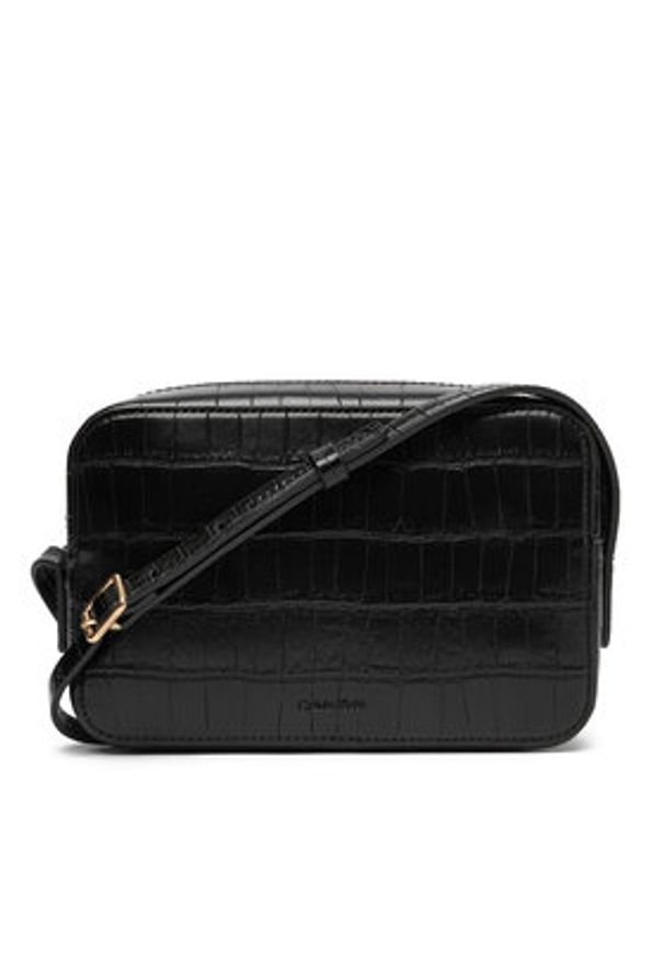 Calvin Klein Torebka Ck Croc Camera Bag LV04F3285G Czarny. Kolor: czarny. Materiał: skórzane