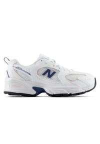Buty dziecięce New Balance G5302EG – białe. Okazja: na uczelnię, na co dzień. Kolor: biały. Materiał: materiał, syntetyk, guma. Szerokość cholewki: normalna #1