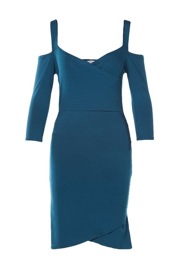 Born2be - Niebieska Sukienka Doreanne. Kolor: niebieski. Długość rękawa: na ramiączkach. Typ sukienki: kopertowe. Styl: elegancki. Długość: mini