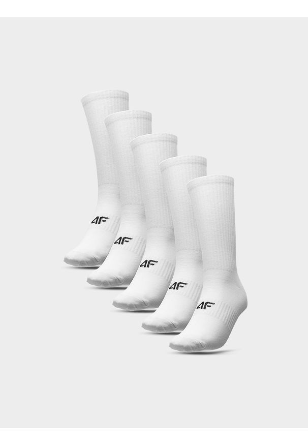 4f - Skarpety casual za kostkę (5-pack) męskie. Kolor: biały. Materiał: materiał, bawełna