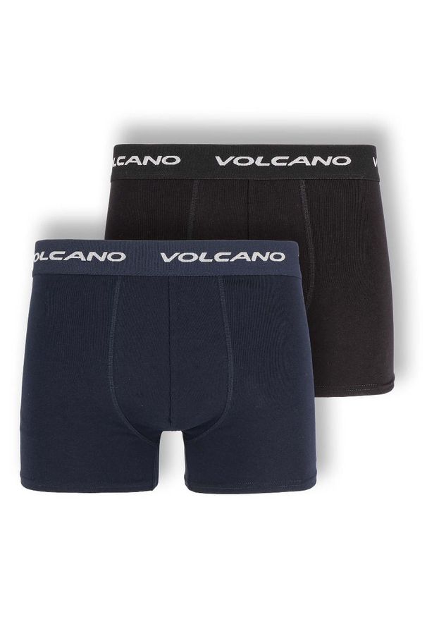 Volcano - Bawełniane bokserki męskie, dwupak, U-BOXER. Kolor: niebieski, wielokolorowy, czarny. Materiał: bawełna. Długość: długie
