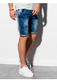 Ombre Clothing - Krótkie spodenki męskie jeansowe - niebieskie W057 - L. Kolor: niebieski. Materiał: jeans. Długość: krótkie #3