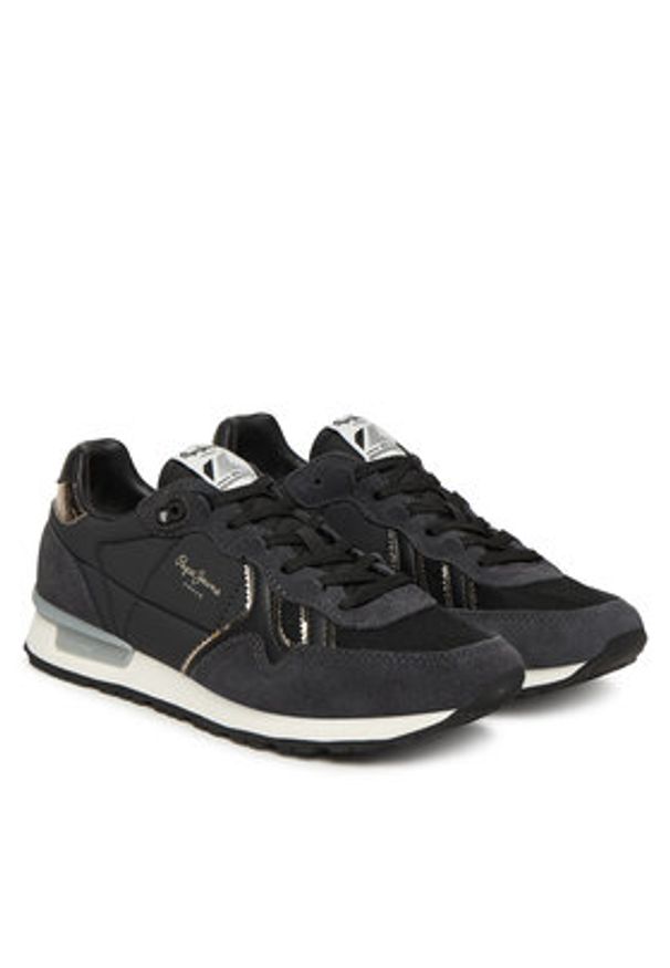 Pepe Jeans Sneakersy Brit Mirror W PLS400004 Czarny. Kolor: czarny. Materiał: materiał