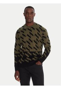 Karl Lagerfeld - KARL LAGERFELD Sweter 655022 554305 Zielony Regular Fit. Typ kołnierza: dekolt w karo. Kolor: zielony. Materiał: bawełna