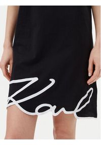 Karl Lagerfeld - KARL LAGERFELD Sukienka codzienna A1W13001 Czarny Regular Fit. Okazja: na co dzień. Typ kołnierza: dekolt w karo. Kolor: czarny. Materiał: bawełna. Typ sukienki: proste. Styl: casual