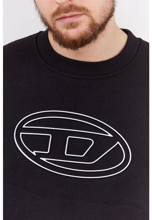 Diesel - DIESEL Czarna bluza męska z wytłaczanym logo, Rozmiar L. Kolor: czarny. Materiał: prążkowany