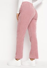 Born2be - Różowe Bawełniane Spodnie Sztruksowe z Szerokimi Nogawkami Cornelike. Kolor: różowy. Materiał: sztruks, bawełna #5