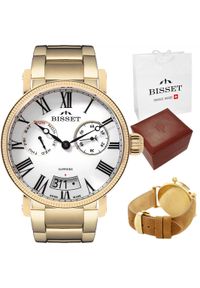 Szwajcarski zegarek męski Bisset szafirowe szkło ZESTAW. Kolor: niebieski #1