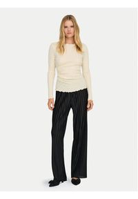 only - ONLY Bluzka Ella 15368469 Beżowy Slim Fit. Kolor: beżowy. Materiał: bawełna #4