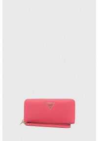 Guess portfel damski kolor różowy. Kolor: różowy. Materiał: materiał. Wzór: gładki #1