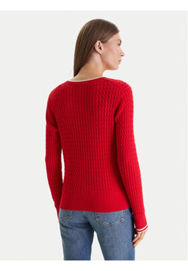 TOMMY HILFIGER - Tommy Hilfiger Sweter WW0WW44987 Czerwony Regular Fit. Kolor: czerwony. Materiał: bawełna