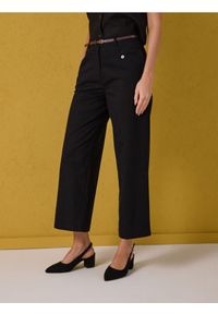 Sinsay - Spodnie wide leg z paskiem - czarny. Kolor: czarny #1