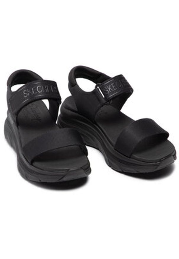 skechers - Skechers Sandały New Block 119226/BBK Czarny. Kolor: czarny. Materiał: materiał