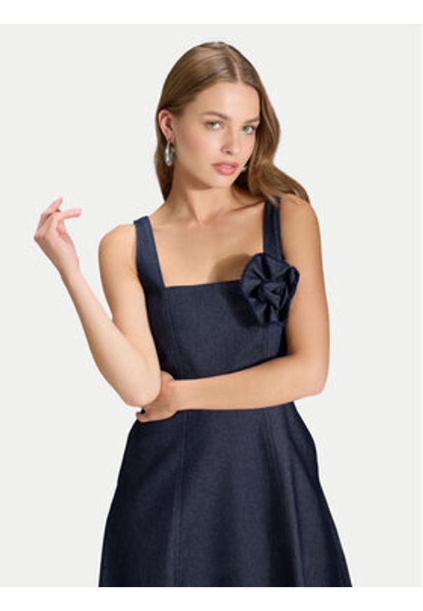 Swing Sukienka koktajlowa 5AK13800 Granatowy Regular Fit. Kolor: niebieski. Materiał: bawełna. Styl: wizytowy