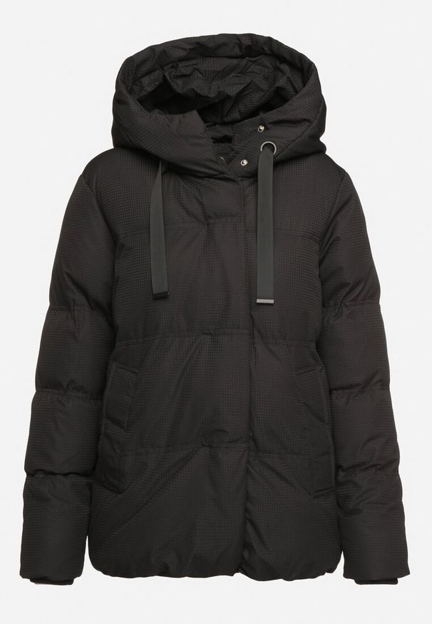Born2be - Czarna Kurtka Pikowana z Kapturem Vertigara. Okazja: na co dzień. Typ kołnierza: kaptur. Kolor: czarny. Materiał: dzianina, jeans. Styl: casual, elegancki