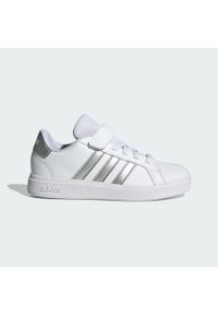 Adidas - Buty Grand Court 2.0 Kids. Zapięcie: pasek. Kolor: biały, wielokolorowy, szary