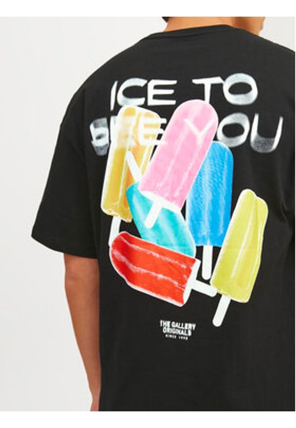 Jack & Jones - Jack&Jones T-Shirt Jorfrutti 12256926 Czarny Wide Fit. Kolor: czarny. Materiał: bawełna