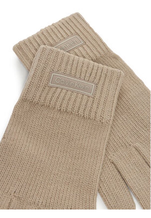 Calvin Klein Rękawiczki LV14D8031G Beżowy. Kolor: beżowy. Materiał: wełna, materiał