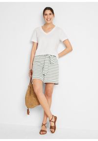 bonprix - T-shirt z czystej bawełny. Typ kołnierza: dekolt w serek. Kolor: biały. Materiał: bawełna. Długość rękawa: krótki rękaw. Długość: krótkie #3