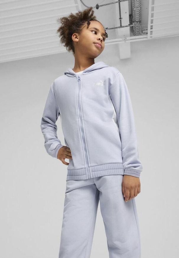 Puma - Młodzieżowy dres z kapturem i metalicznym wykończeniem PUMA Cool Weather Blue. Kolor: niebieski. Materiał: dresówka. Styl: młodzieżowy