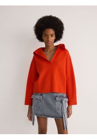 Reserved - Sweter z wiskozą - czerwony. Kolor: czerwony. Materiał: wiskoza