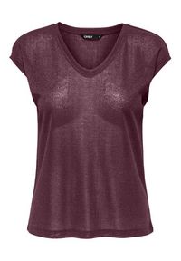 only - ONLY T-Shirt Silvery 15136069 Bordowy Loose Fit. Kolor: czerwony. Materiał: syntetyk