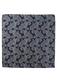 Poszetka Męska, Elegancka - Alties - Paisley na Granatowym Tle. Kolor: niebieski. Materiał: poliester. Wzór: paisley #3