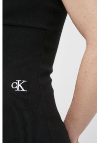 Calvin Klein Jeans sukienka kolor czarny mini dopasowana. Kolor: czarny. Materiał: lycra. Długość rękawa: na ramiączkach. Typ sukienki: dopasowane. Długość: mini #3