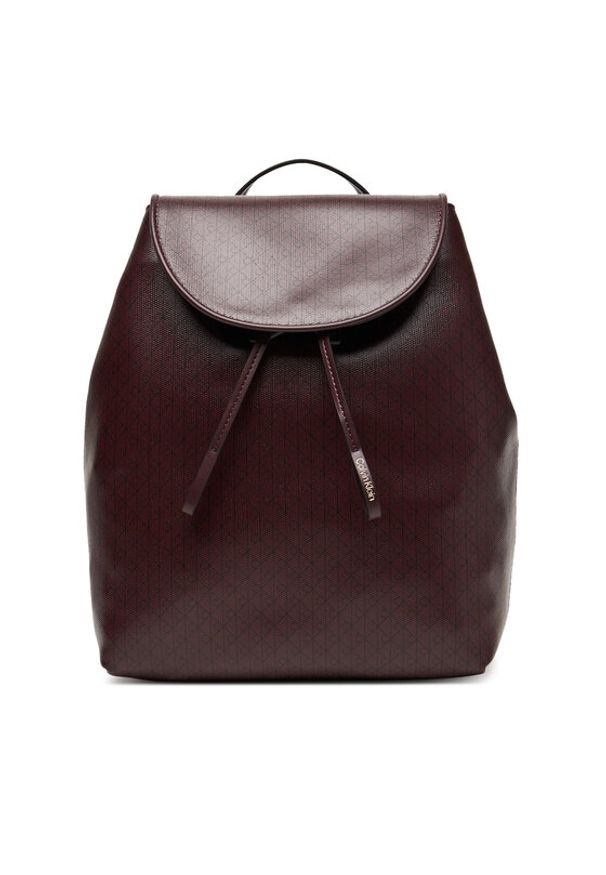 Calvin Klein Plecak Emblem Aop Flap Backpack LV04F3271G Bordowy. Kolor: czerwony. Materiał: skóra