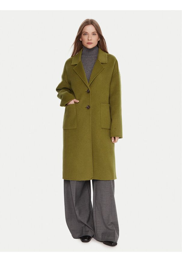 United Colors of Benetton - United Colors Of Benetton Płaszcz wełniany 28F7DN082 Zielony Regular Fit. Kolor: zielony. Materiał: syntetyk