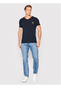 VERSACE - Versace T-Shirt Scollo AUU01004 Granatowy Regular Fit. Kolor: niebieski. Materiał: bawełna