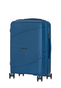 Ochnik - Komplet walizek na kółkach 19"/24"/28" WALPP-0021-61(W24). Kolor: niebieski. Materiał: materiał, poliester, guma #7