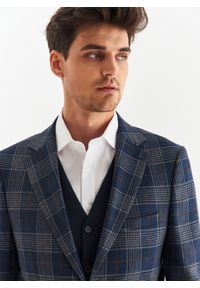 Pako Lorente - PAKO LORENTE – Granatowa casualowa marynarka męska w kratę. Okazja: na co dzień. Kolor: niebieski. Materiał: poliester, elastan, wiskoza. Styl: casual #2