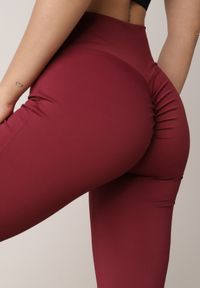 Born2be - Bordowe Legginsy Typu Dzwony z Wysokim Stanem Orralise. Okazja: na co dzień. Stan: podwyższony. Kolor: czerwony. Styl: casual #3